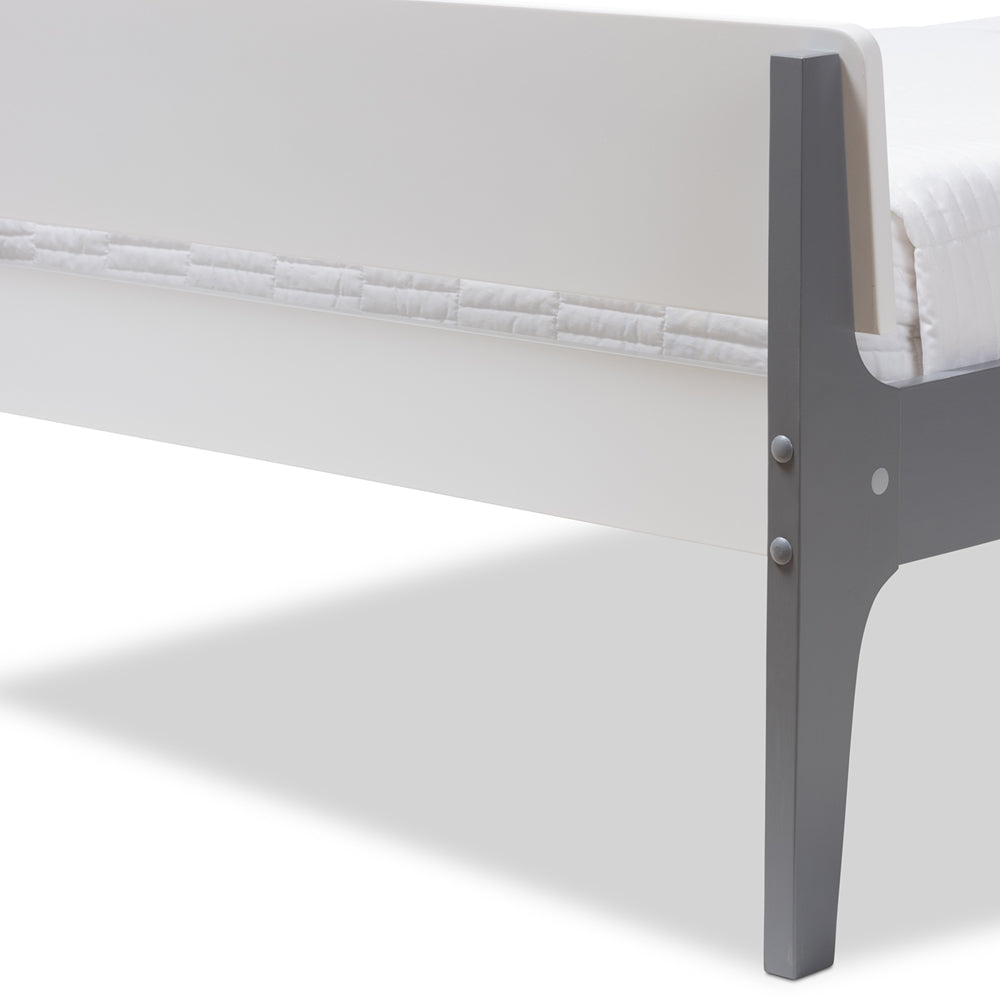 Nereida Classic Mission White And Dark Grey-Finished Wood Twin Platform Bed