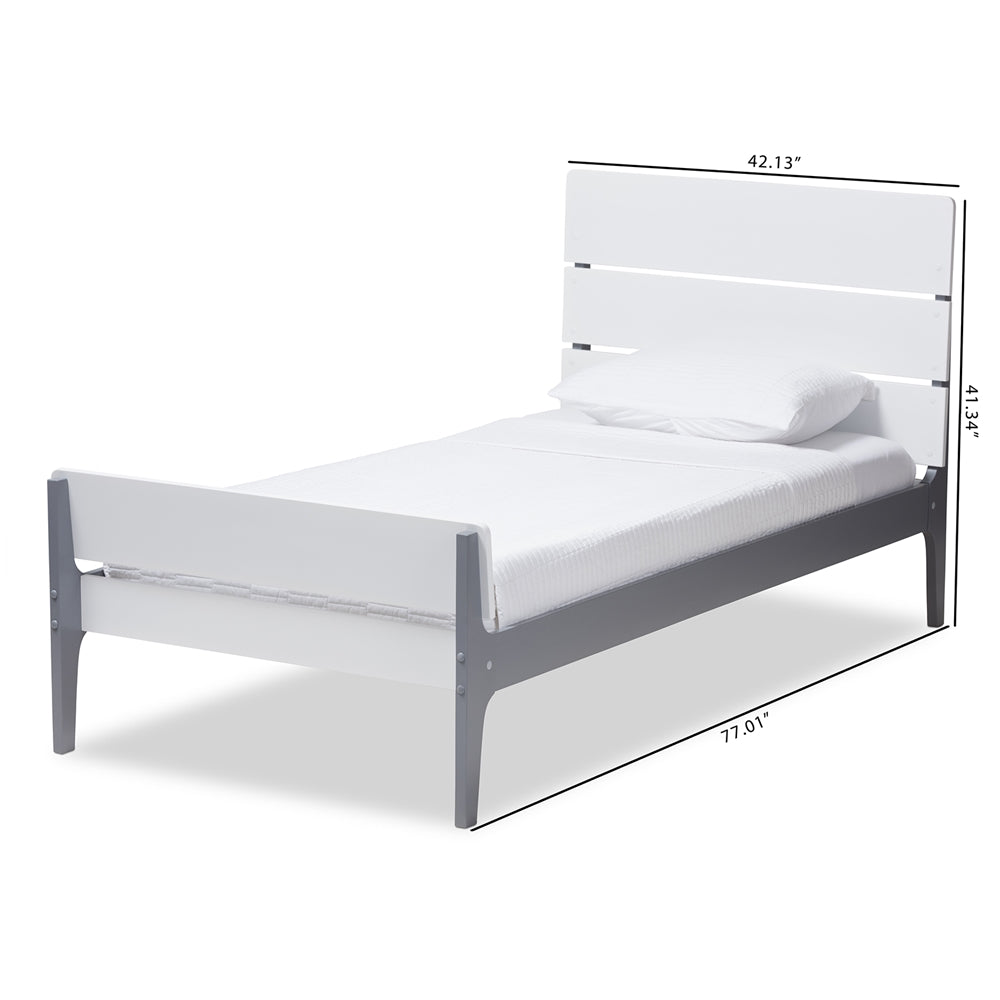 Nereida Classic Mission White And Dark Grey-Finished Wood Twin Platform Bed