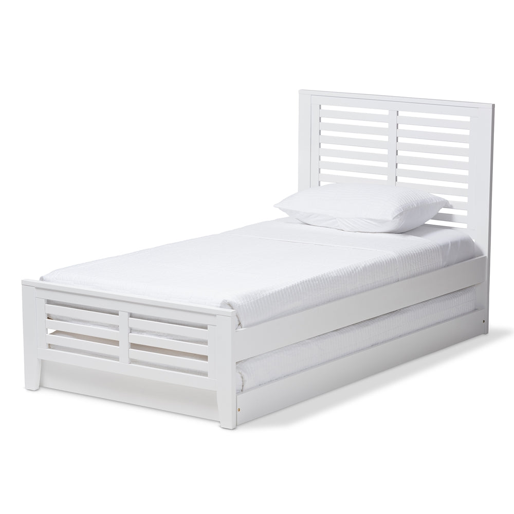 Sedona Style White-Finished Wood Twin Platform Bed With Trundle