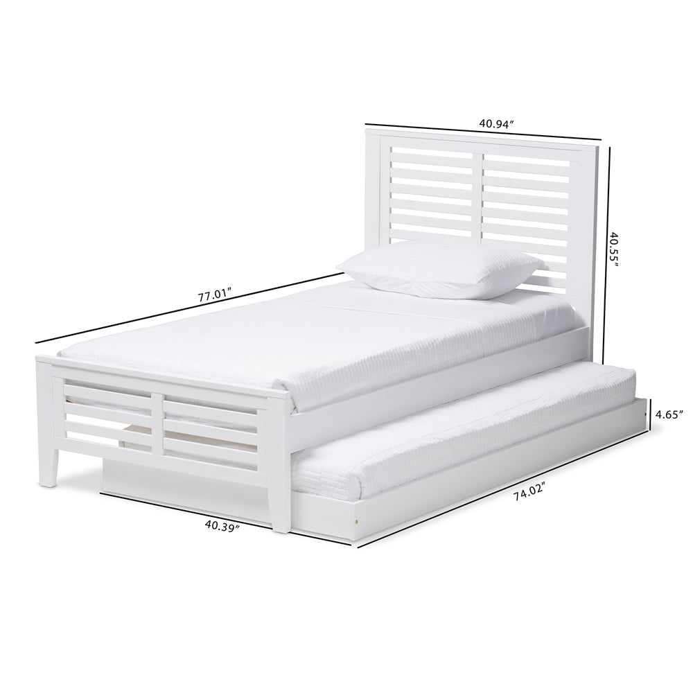 Sedona Style White-Finished Wood Twin Platform Bed With Trundle