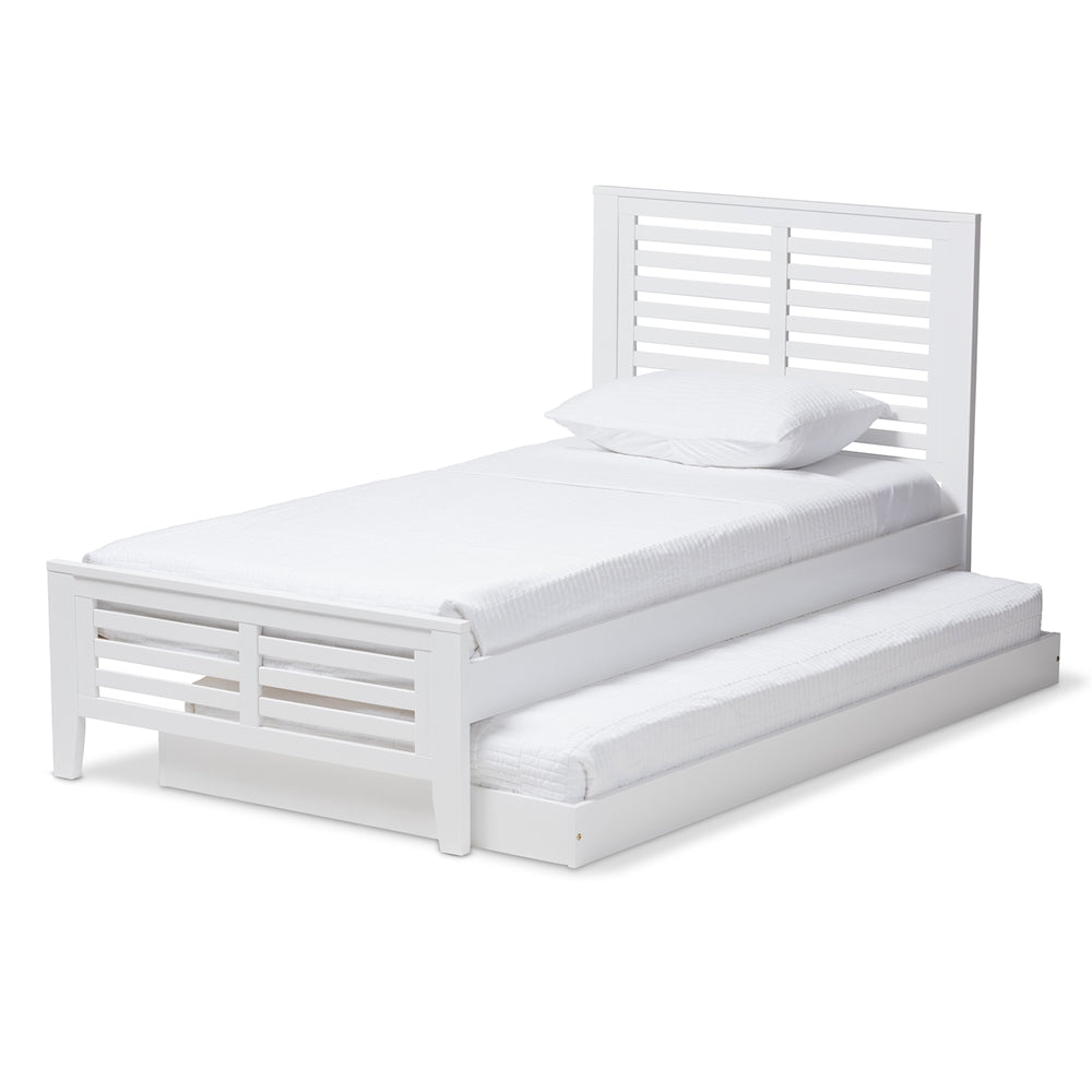 Sedona Style White-Finished Wood Twin Platform Bed With Trundle
