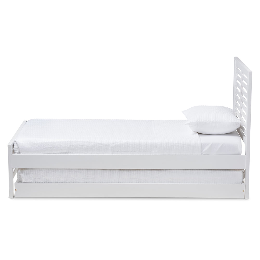 Sedona Style White-Finished Wood Twin Platform Bed With Trundle