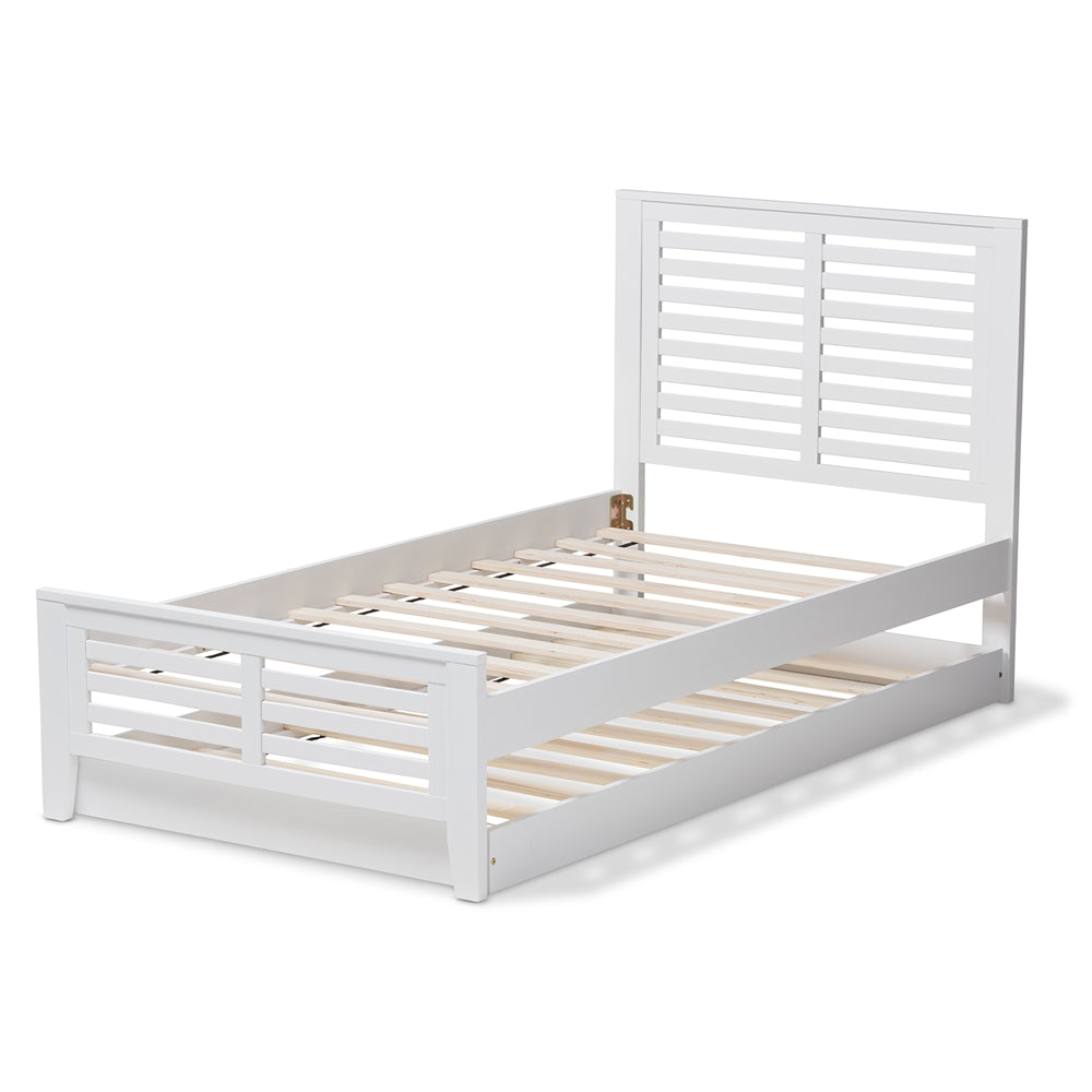 Sedona Style White-Finished Wood Twin Platform Bed With Trundle