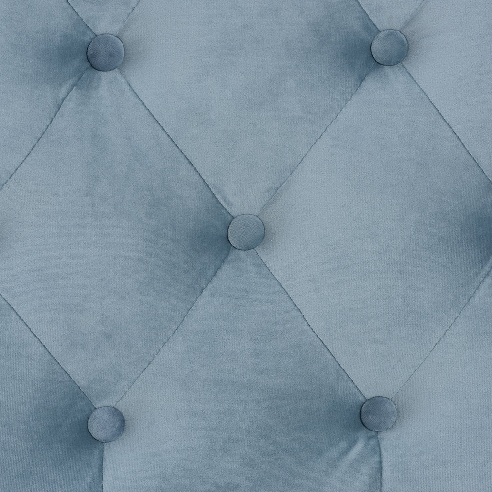 Benjamin Light Blue Velvet Fabric And Dark Brown Finished Wood Twin Size Daybed