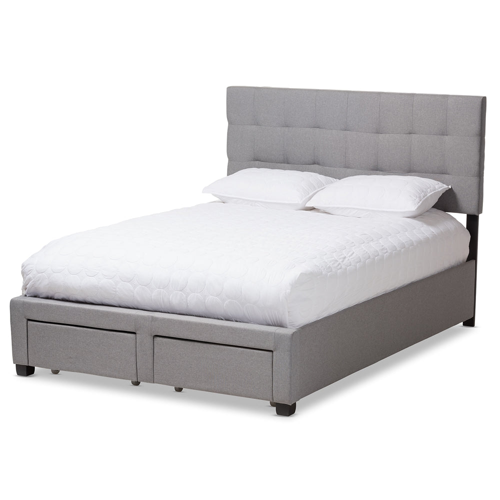 Tibault Grey Fabric Upholstered Queen Size Storage Bed