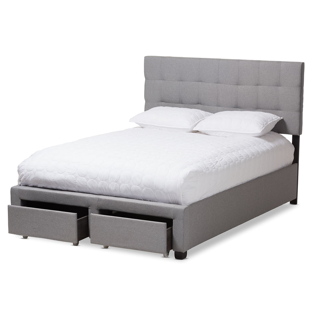 Tibault Grey Fabric Upholstered Queen Size Storage Bed