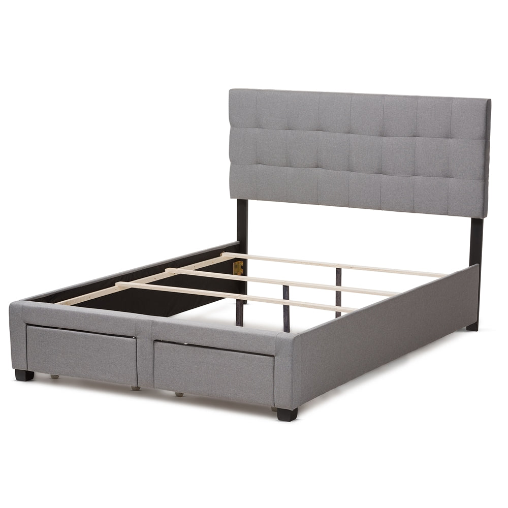 Tibault Grey Fabric Upholstered Queen Size Storage Bed