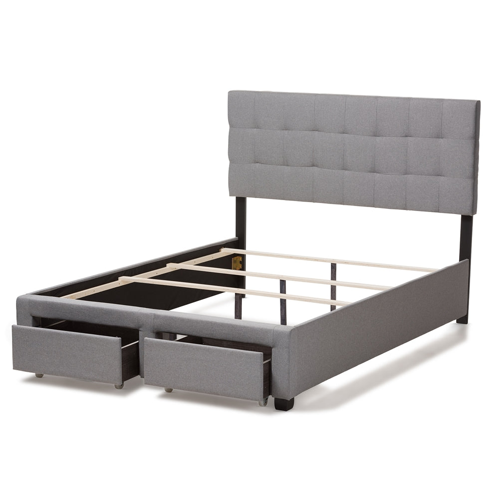 Tibault Grey Fabric Upholstered Queen Size Storage Bed
