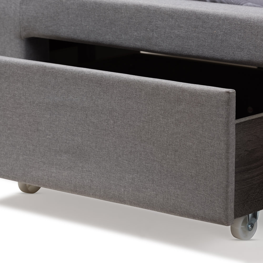 Tibault Grey Fabric Upholstered Queen Size Storage Bed
