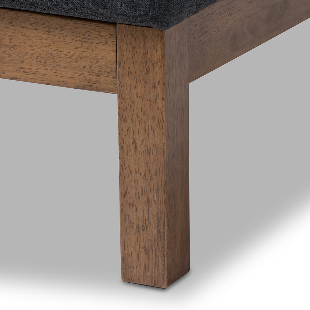 Louvain Dark Grey Fabric Upholstered Walnut-Finished Twin Sized Platform Bed