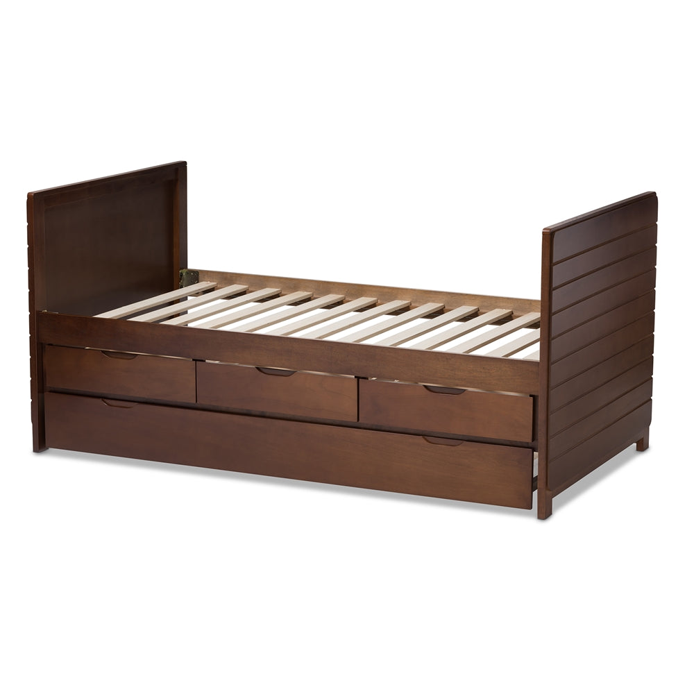 Linna Walnut Brown-Finished Daybed With Trundle