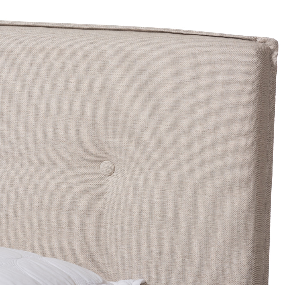 Audrey Light Beige Fabric Upholstered Full Size Bed
