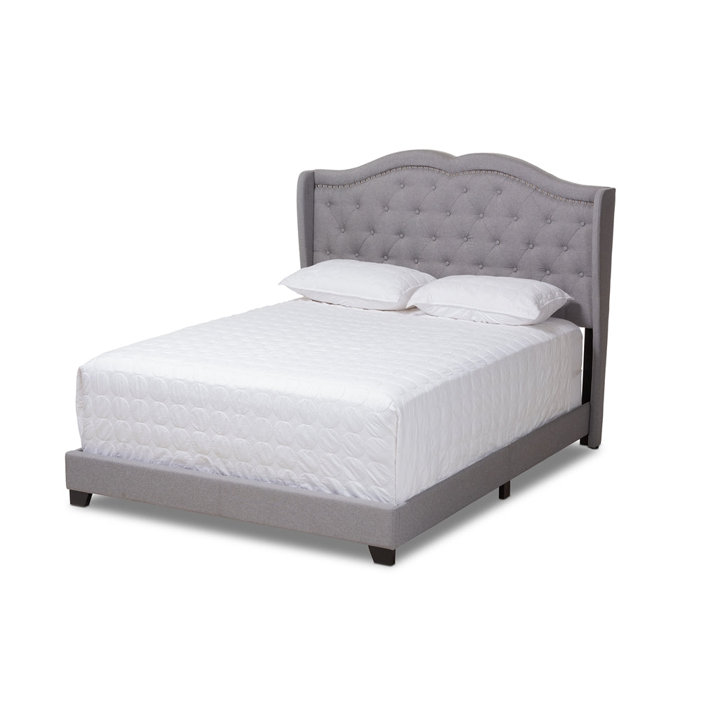 Magnolia Aden Collection King Size Grey Fabric Bed – Contemporary Style with Tufted Headboard