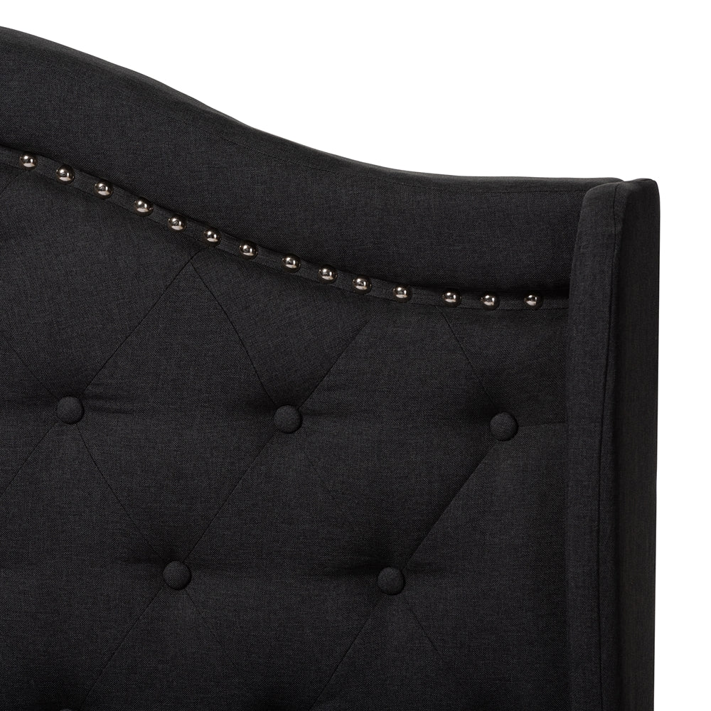 Brigham Aden Charcoal Grey Queen Size Upholstered Bed – Sleek Contemporary Platform Frame