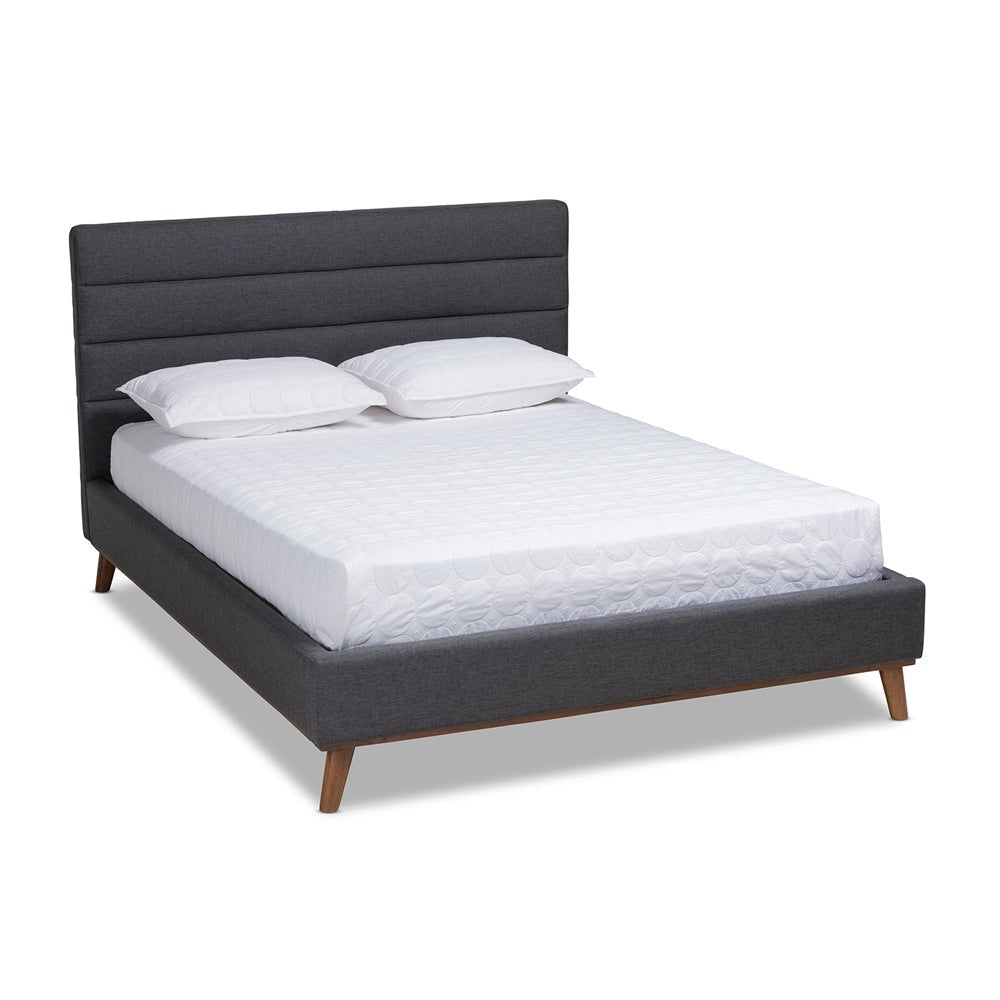 Erlend Dark Grey Fabric Upholstered Queen Size Platform Bed