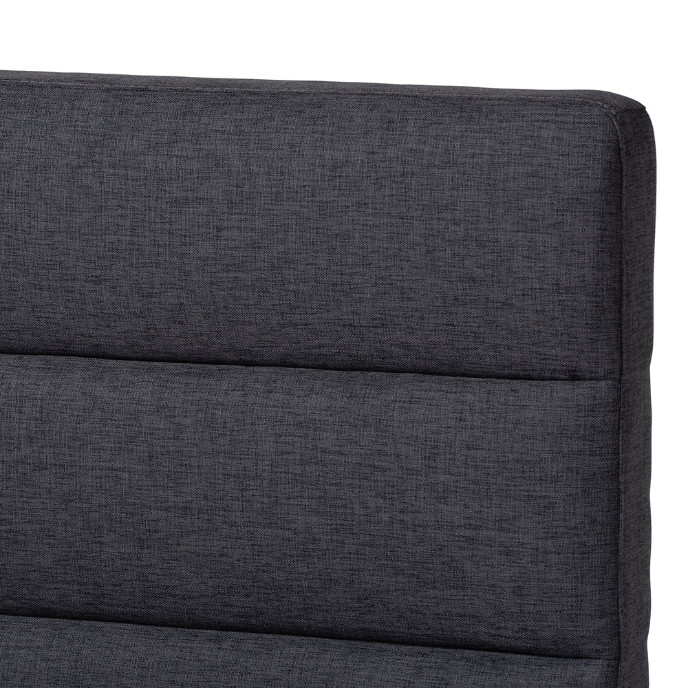 Erlend Dark Grey Fabric Upholstered Queen Size Platform Bed
