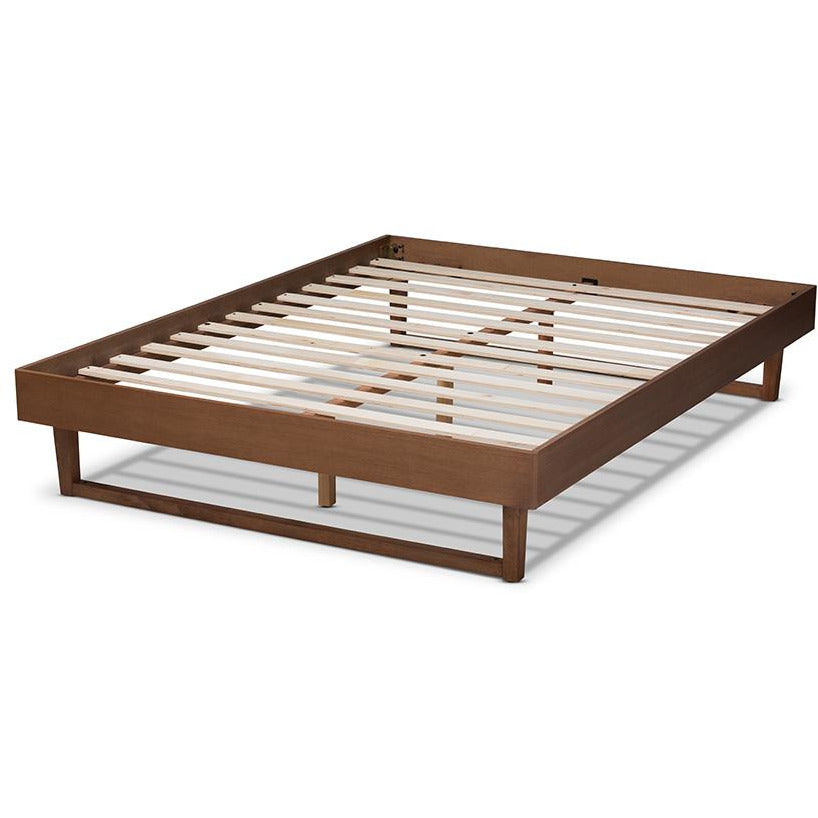 Liliya Walnut Brown Finished Wood Full Size Platform Bed Frame