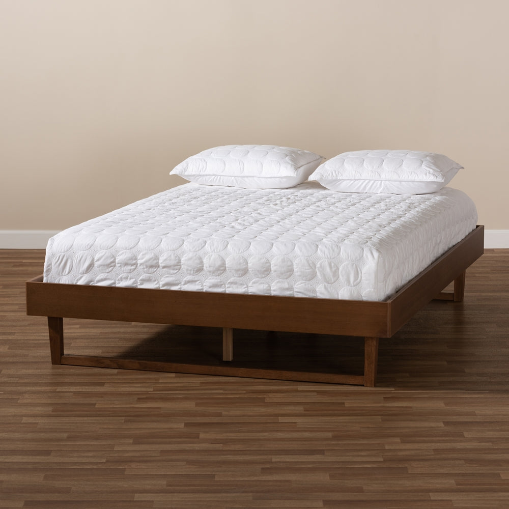 Liliya Walnut Brown Finished Wood Full Size Platform Bed Frame