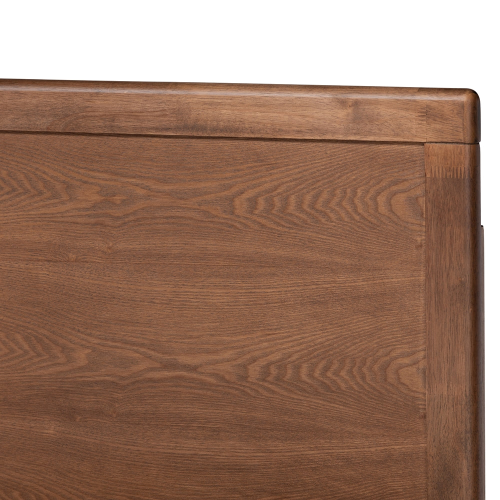 Rumi Allegra Full Size Dark Grey Fabric Wood Bed – Modern Style with Ash Walnut Finish