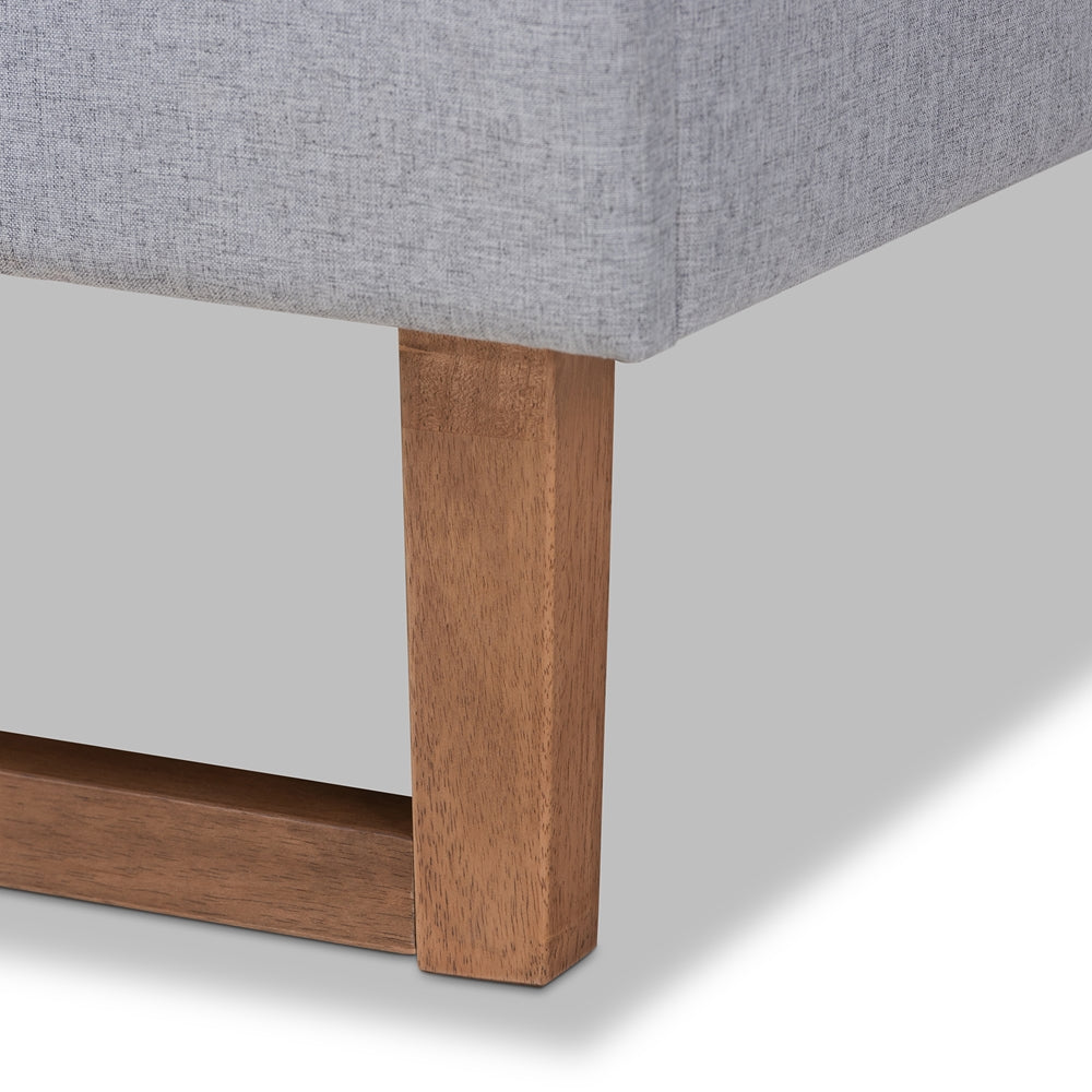 Eloise Light Grey Fabric and Ash Walnut Brown Finished Wood Full Size Bed
