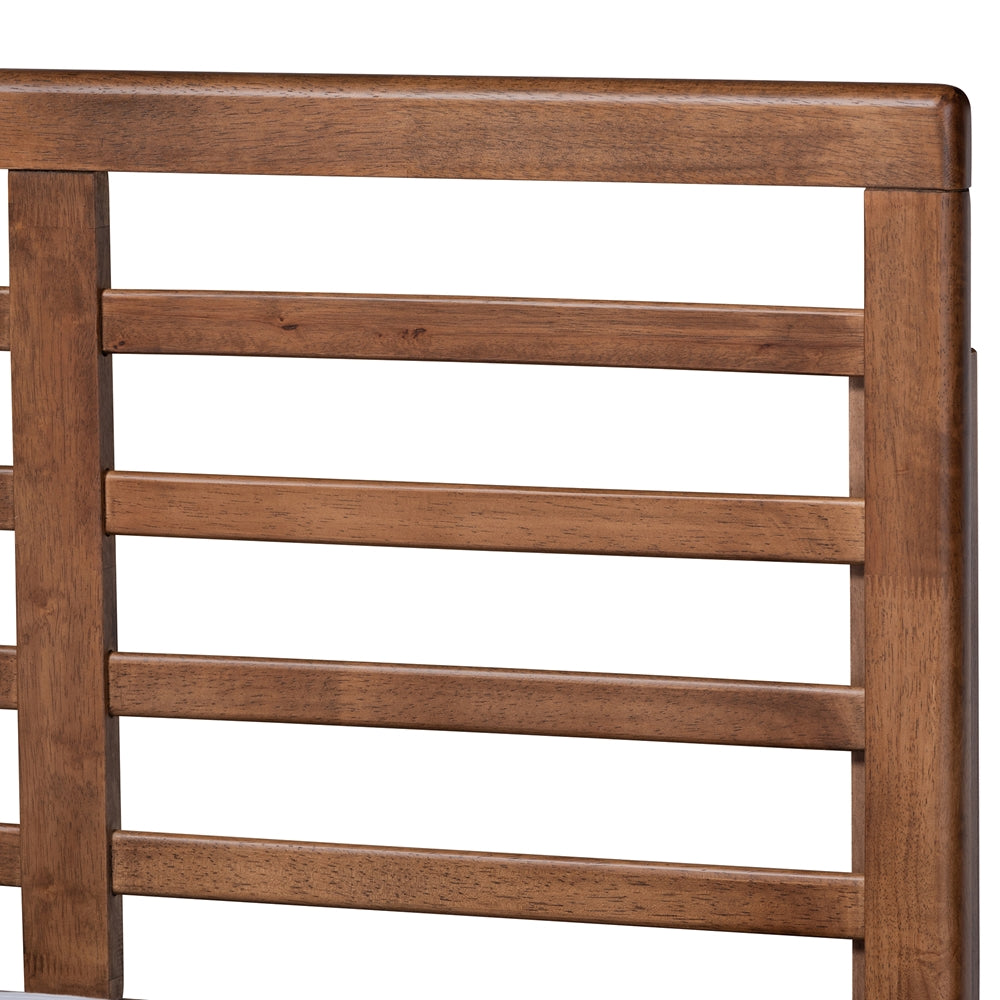 Luciana Light Grey Fabric and Ash Walnut Brown Finished Queen Size Bed