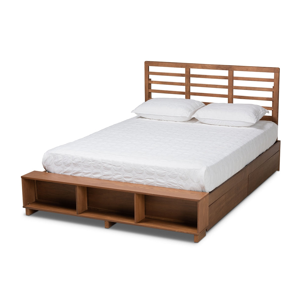 Milana Modern Ash Walnut 4-Drawer Full Size Storage Platform Bed