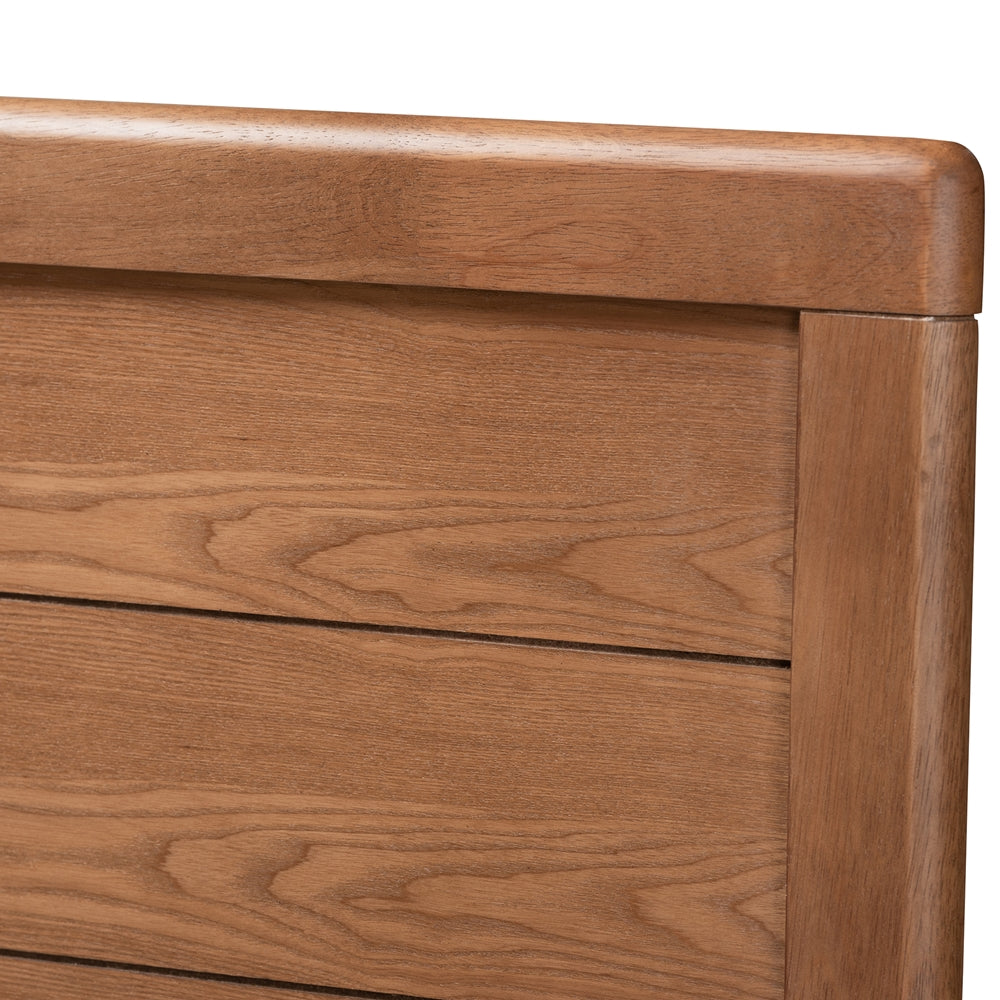 Ute Alba Collection Queen Size Walnut Wood Bed – Contemporary Style with Built-in Drawers & Storage Shelves