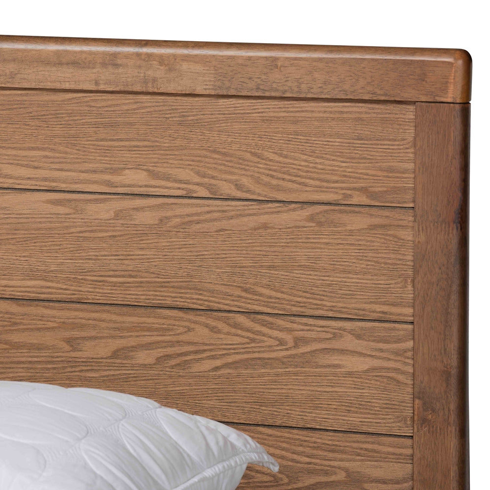 Mayln Alba King Walnut Brown Wood Bed – Modern Design with 4-Drawer Storage & Shelves