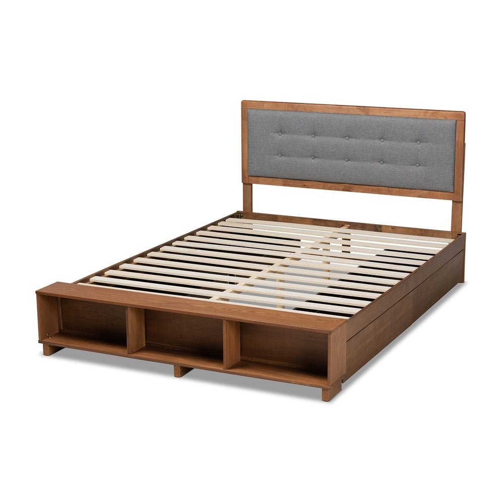 Cosma Queen Bed Ash Walnut Modern 4-Drawer Storage Platform