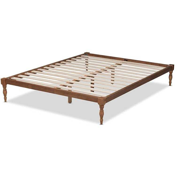 Iseline Walnut Brown Finished Wood Full Size Platform Bed Frame