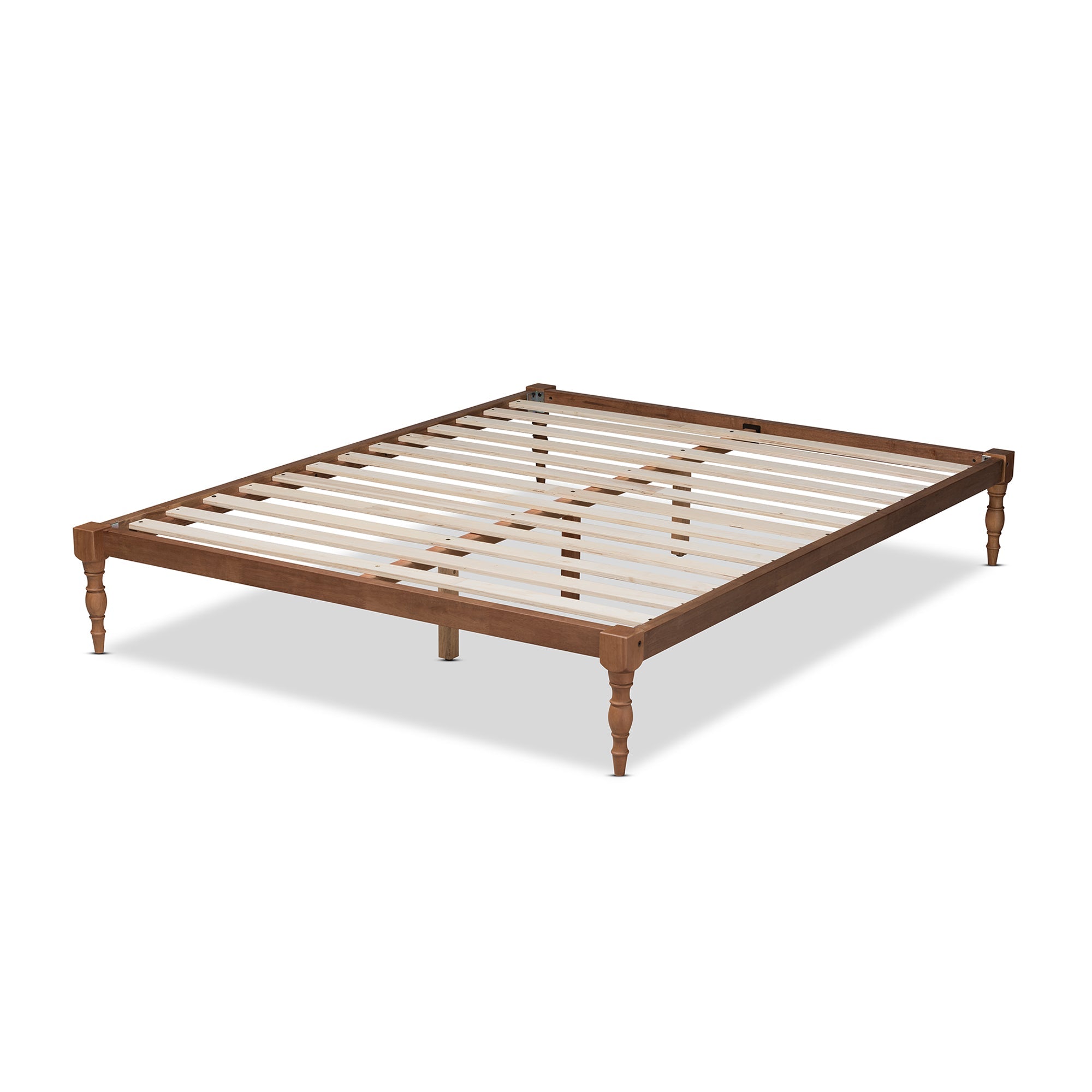 Iseline Walnut Brown Finished Wood Queen Size Platform Bed Frame
