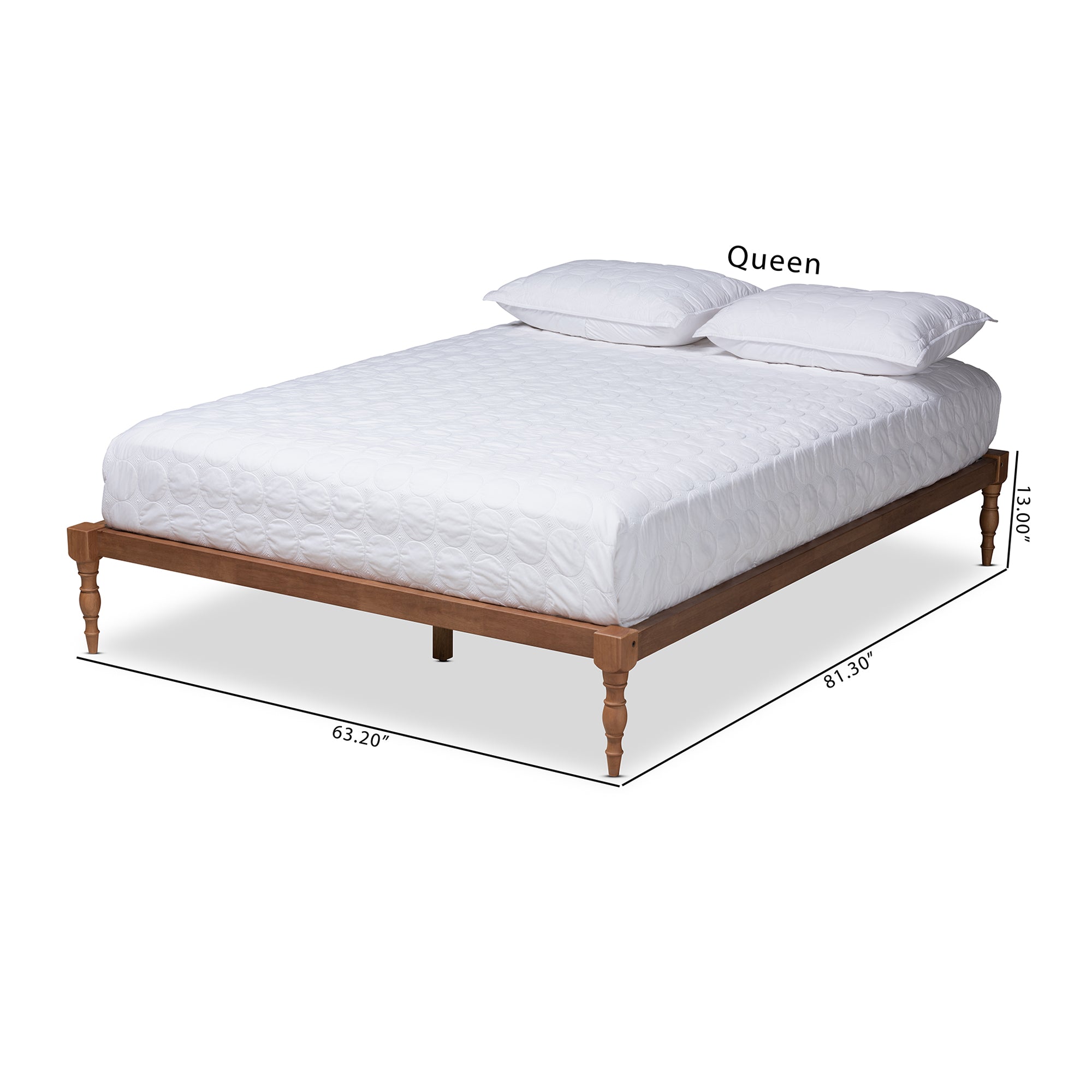 Iseline Walnut Brown Finished Wood Queen Size Platform Bed Frame