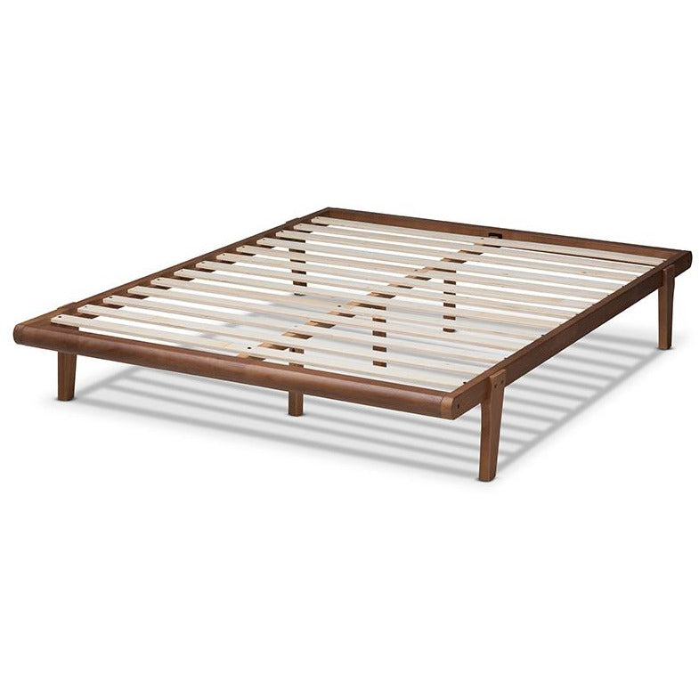 Kaia Walnut Brown Finished Wood King Size Platform Bed Frame