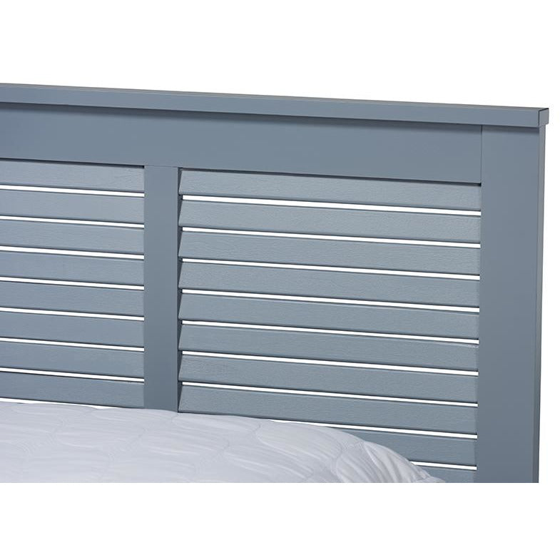 Diara Adela Full Size Grey Wood Platform Bed – Mid-Century Modern Style with Tapered Legs