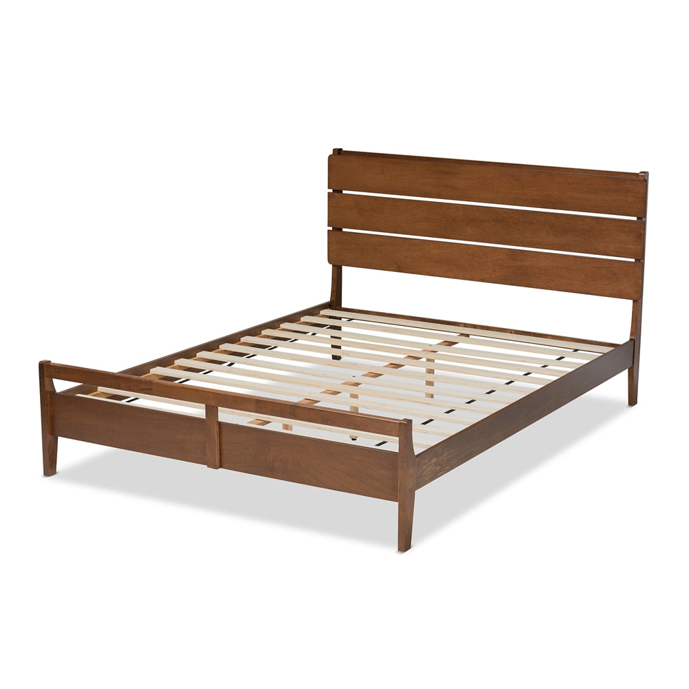 Avena Mid-Century Modern Walnut Finished Wood Queen Size Platform Bed