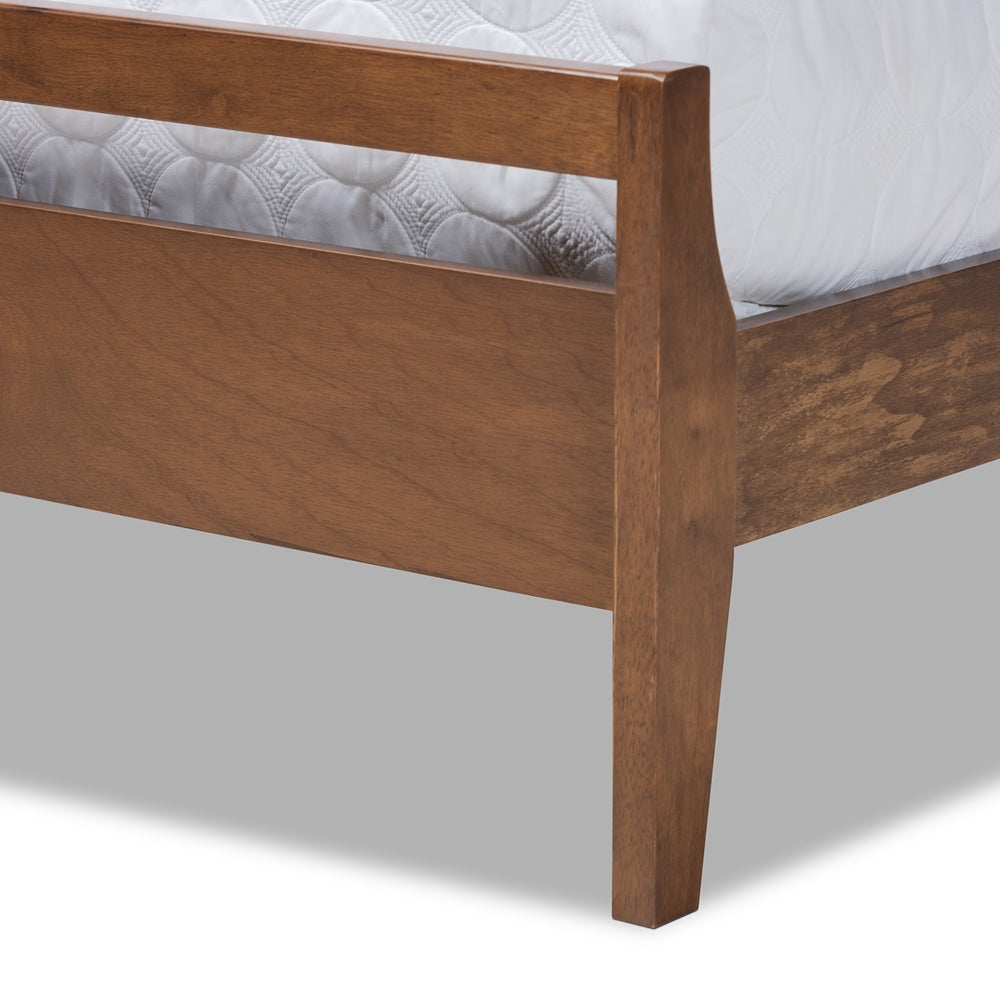 Avena Mid-Century Modern Walnut Finished Wood Queen Size Platform Bed