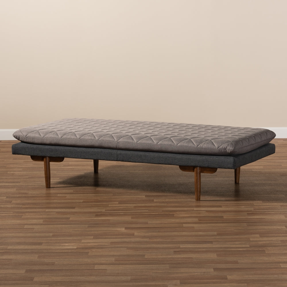 Marit Two-Tone Grey Fabric Upholstered Walnut Finished Wood Daybed