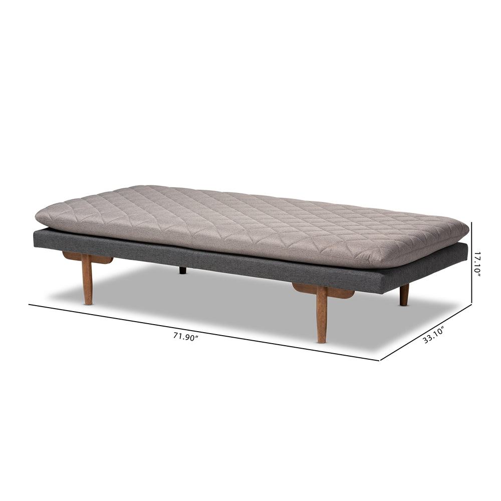Marit Two-Tone Grey Fabric Upholstered Walnut Finished Wood Daybed