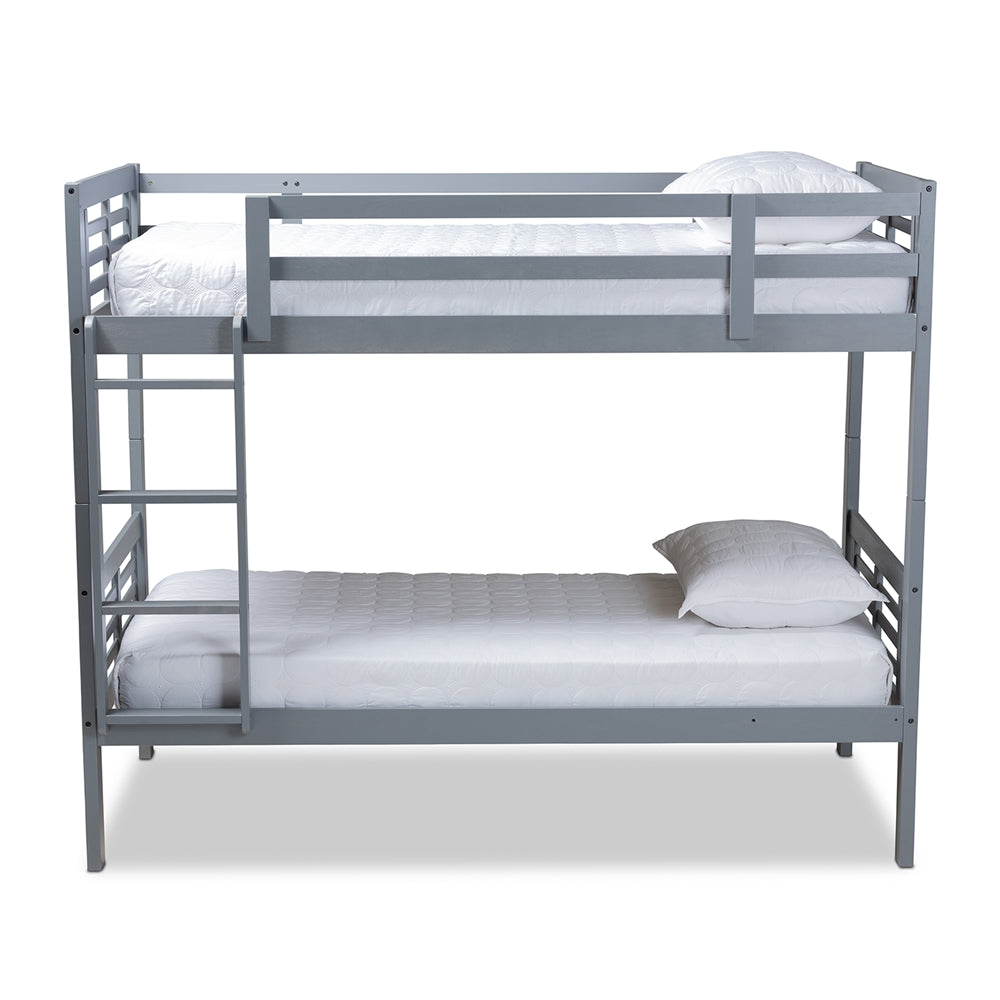 Liam Modern And Contemporary Grey Finished Wood Twin Size Bunk Bed
