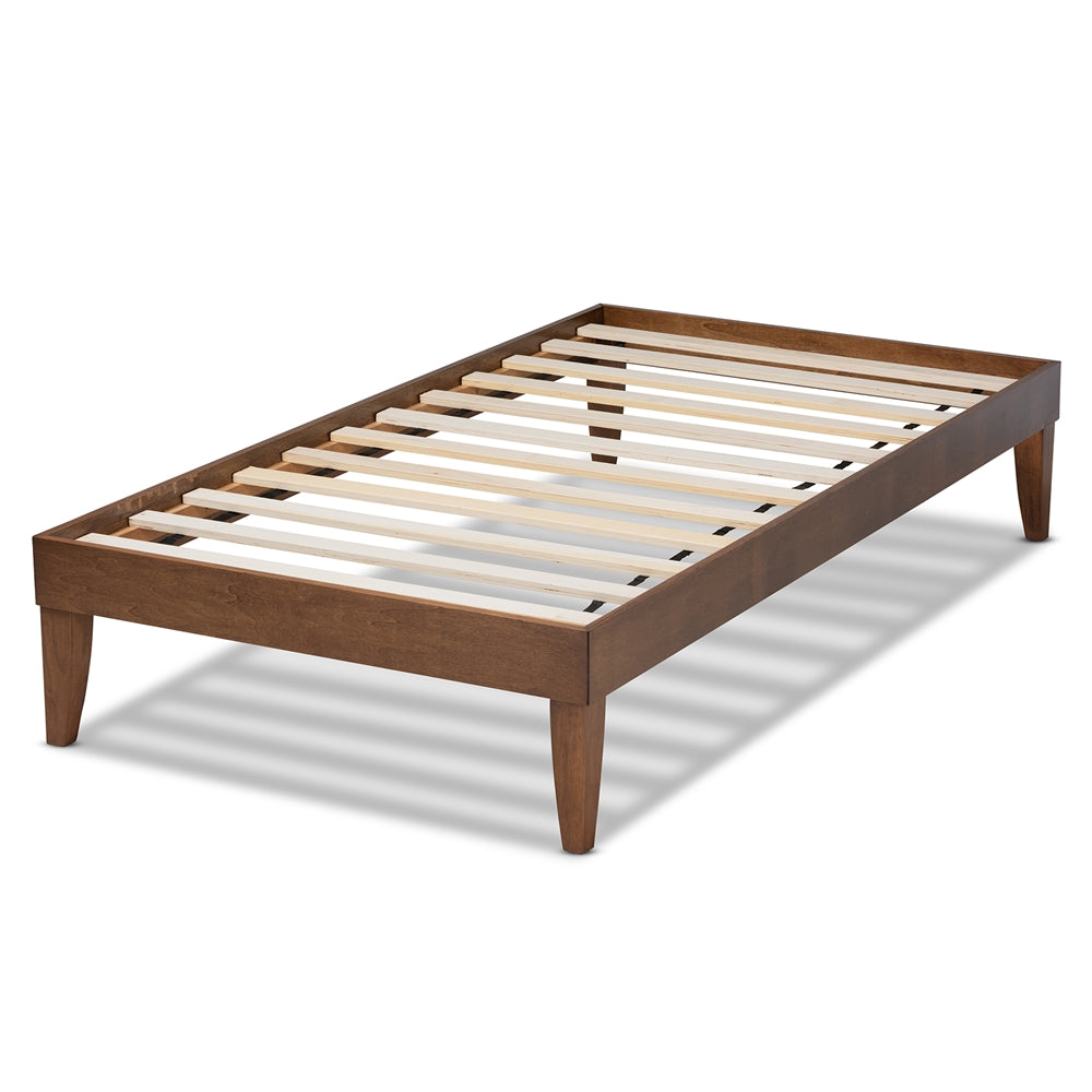Lucina Mid-Century Modern Walnut Brown Finished Twin Size Platform Bed Frame
