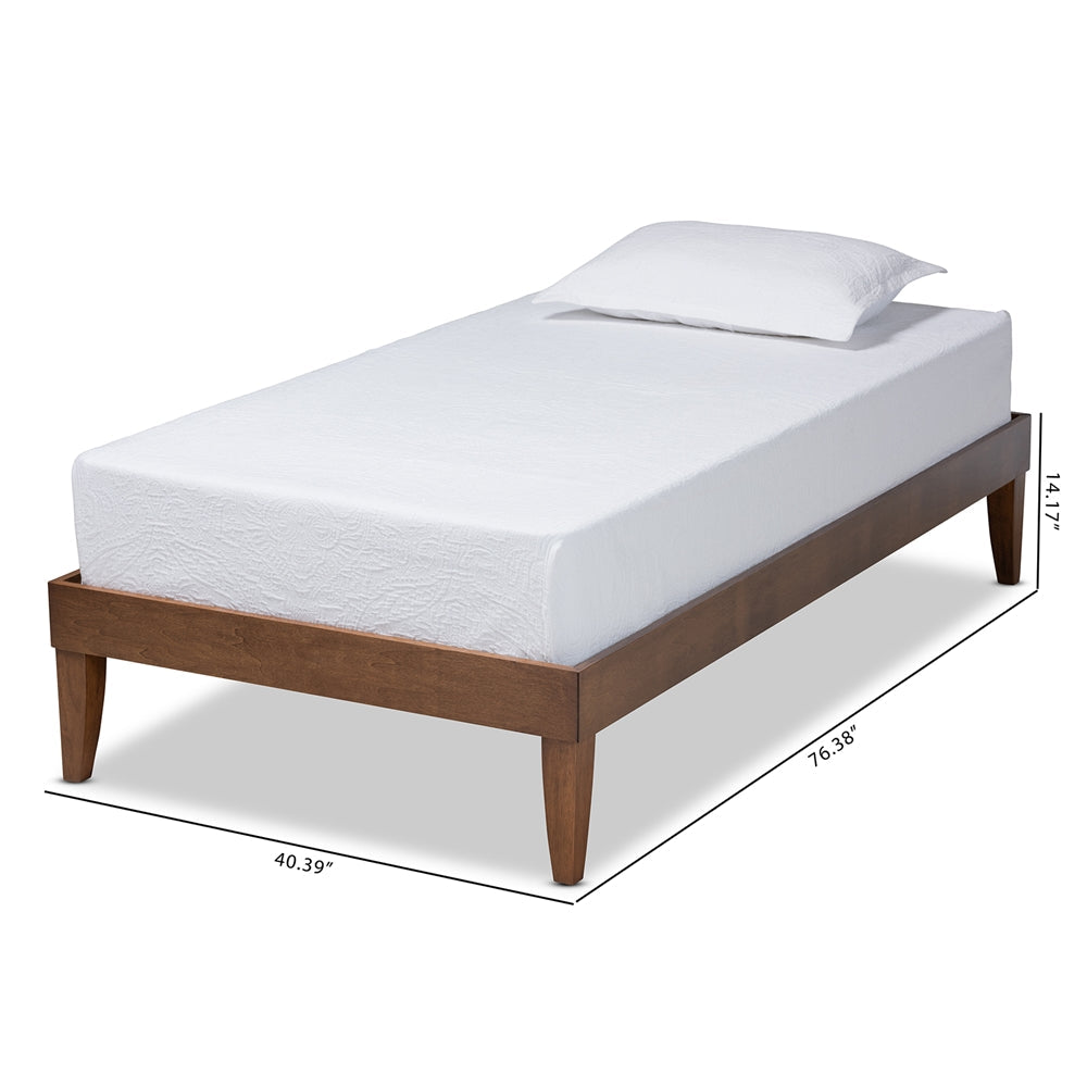 Lucina Mid-Century Modern Walnut Brown Finished Twin Size Platform Bed Frame