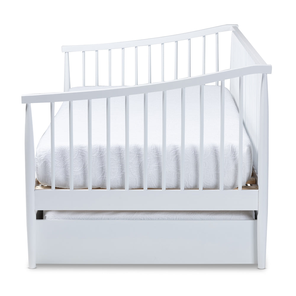 Renata Classic and White Finished Wood Twin Size Spindle Daybed with Trundle