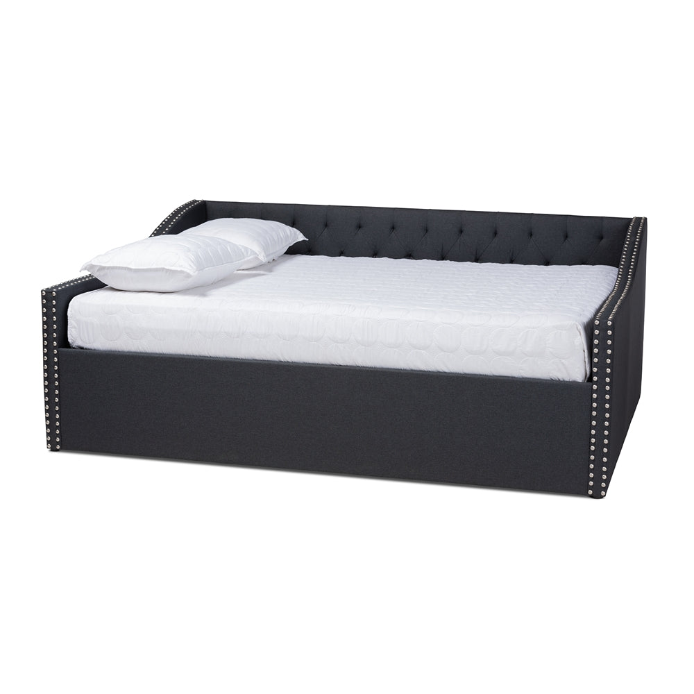Haylie Modern Dark Grey Fabric Upholstered Queen Size Daybed