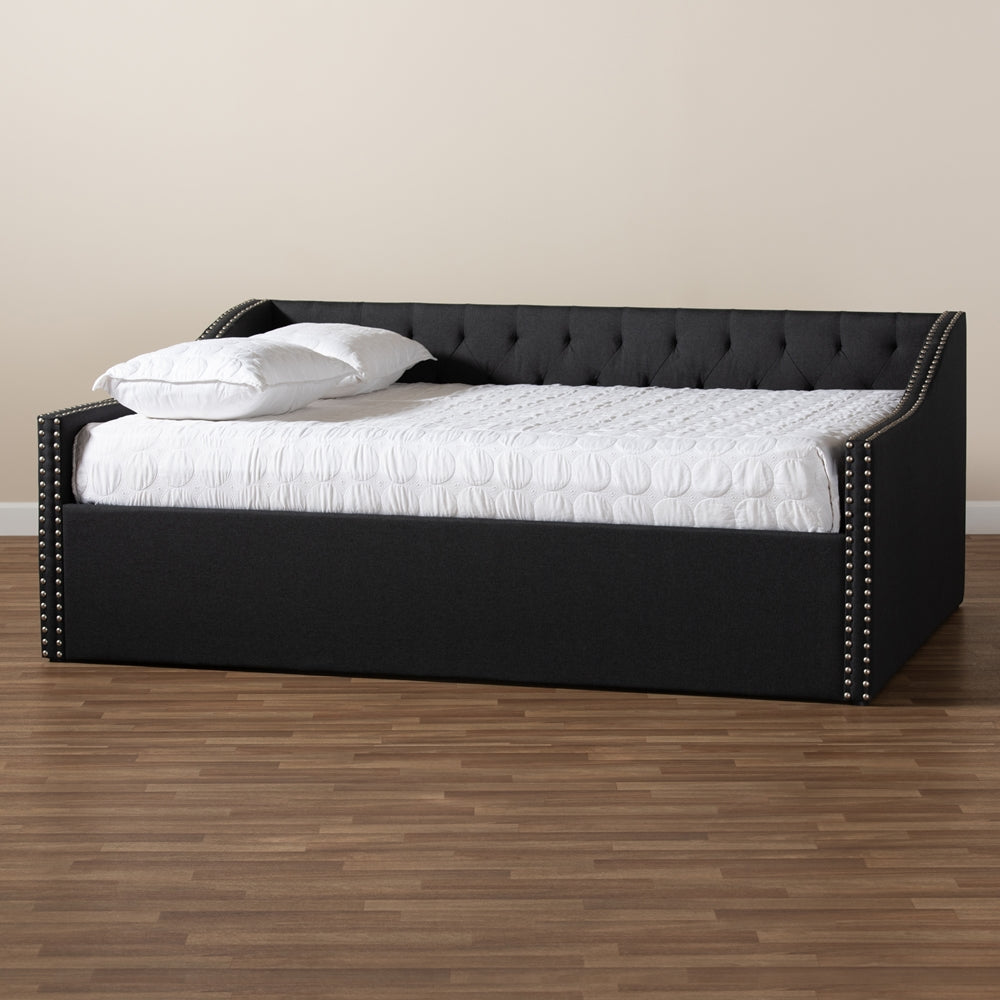 Haylie Modern Dark Grey Fabric Upholstered Queen Size Daybed