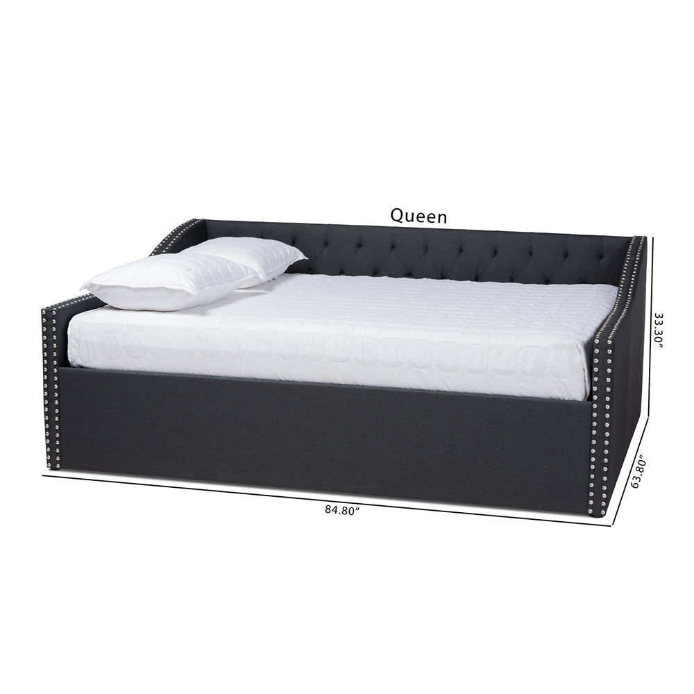Haylie Modern Dark Grey Fabric Upholstered Queen Size Daybed