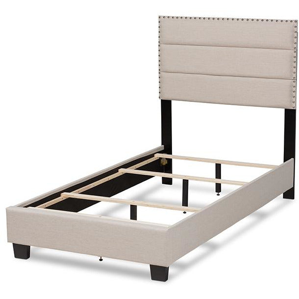 Ansa Beige Fabric Upholstered Twin Size Bed