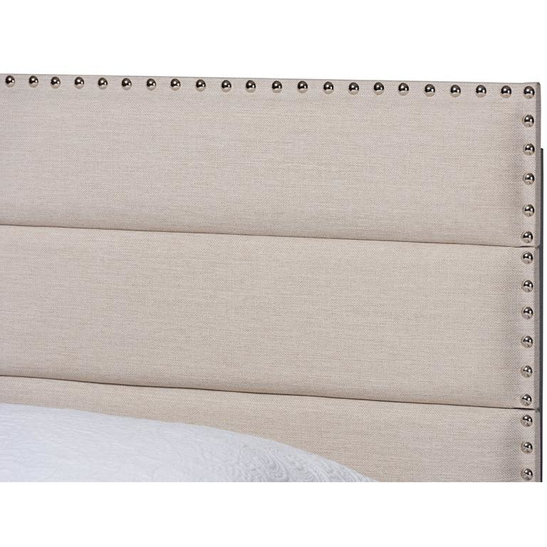 Ansa Beige Fabric Upholstered Twin Size Bed
