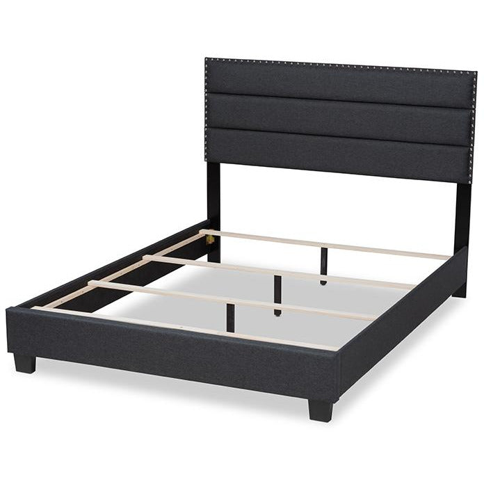 Ansa Dark Grey Fabric Upholstered Full Size Bed
