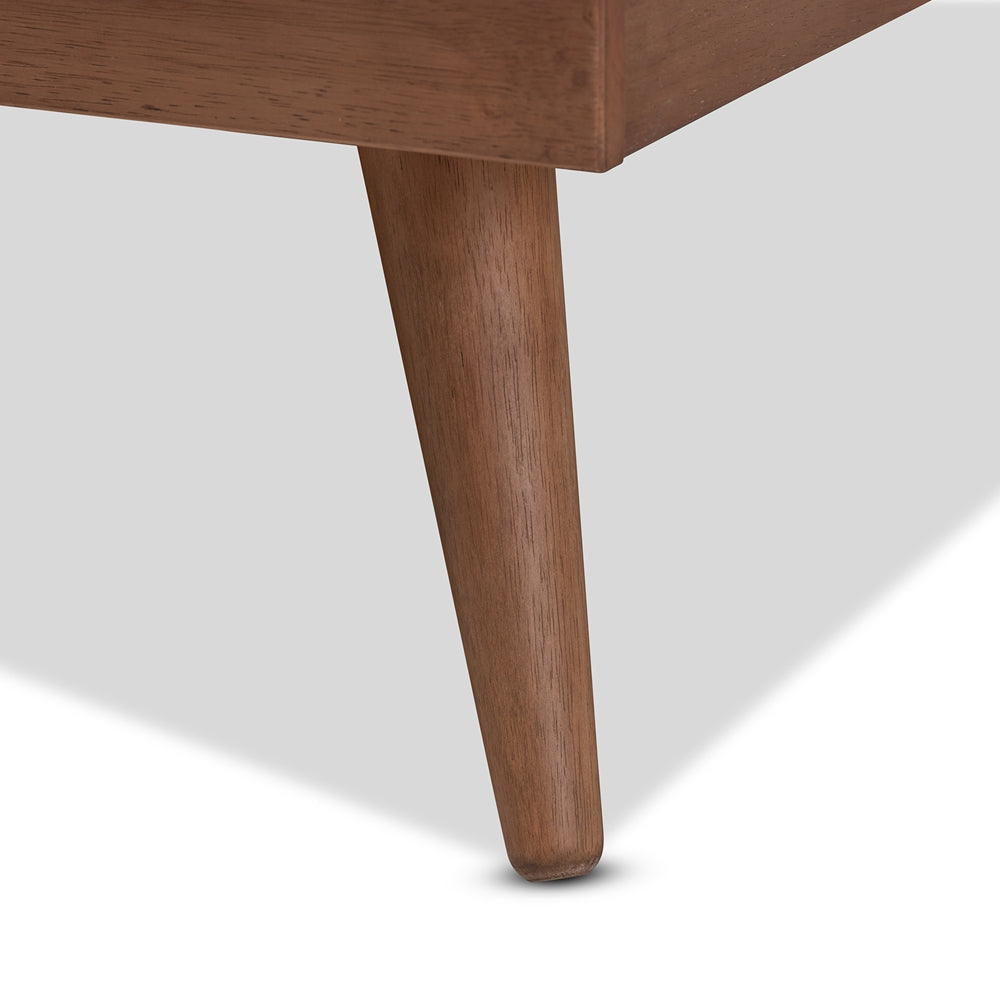 Karine Mid-Century Modern Walnut Brown Finished Wood Full Size Platform Bed