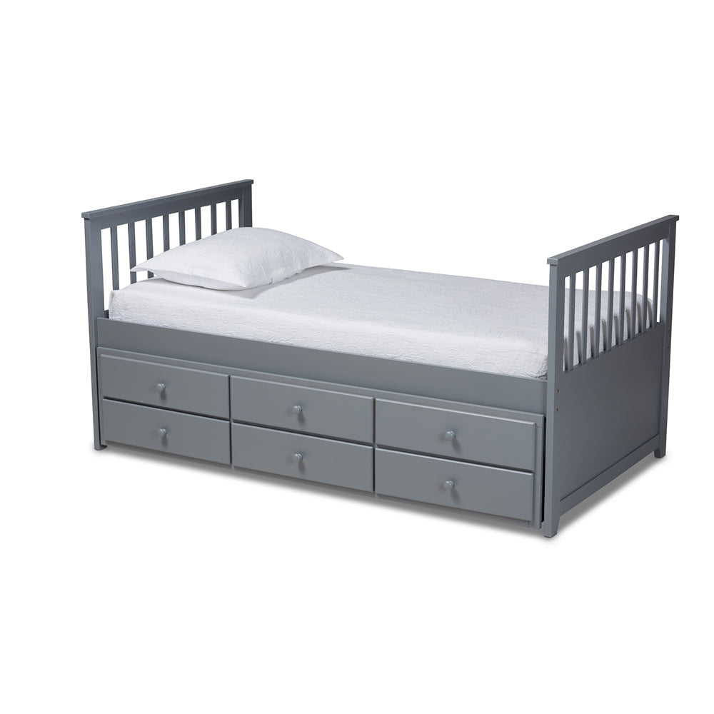 Trine Classic Grey Finished Wood Twin Size Daybed with Trundle